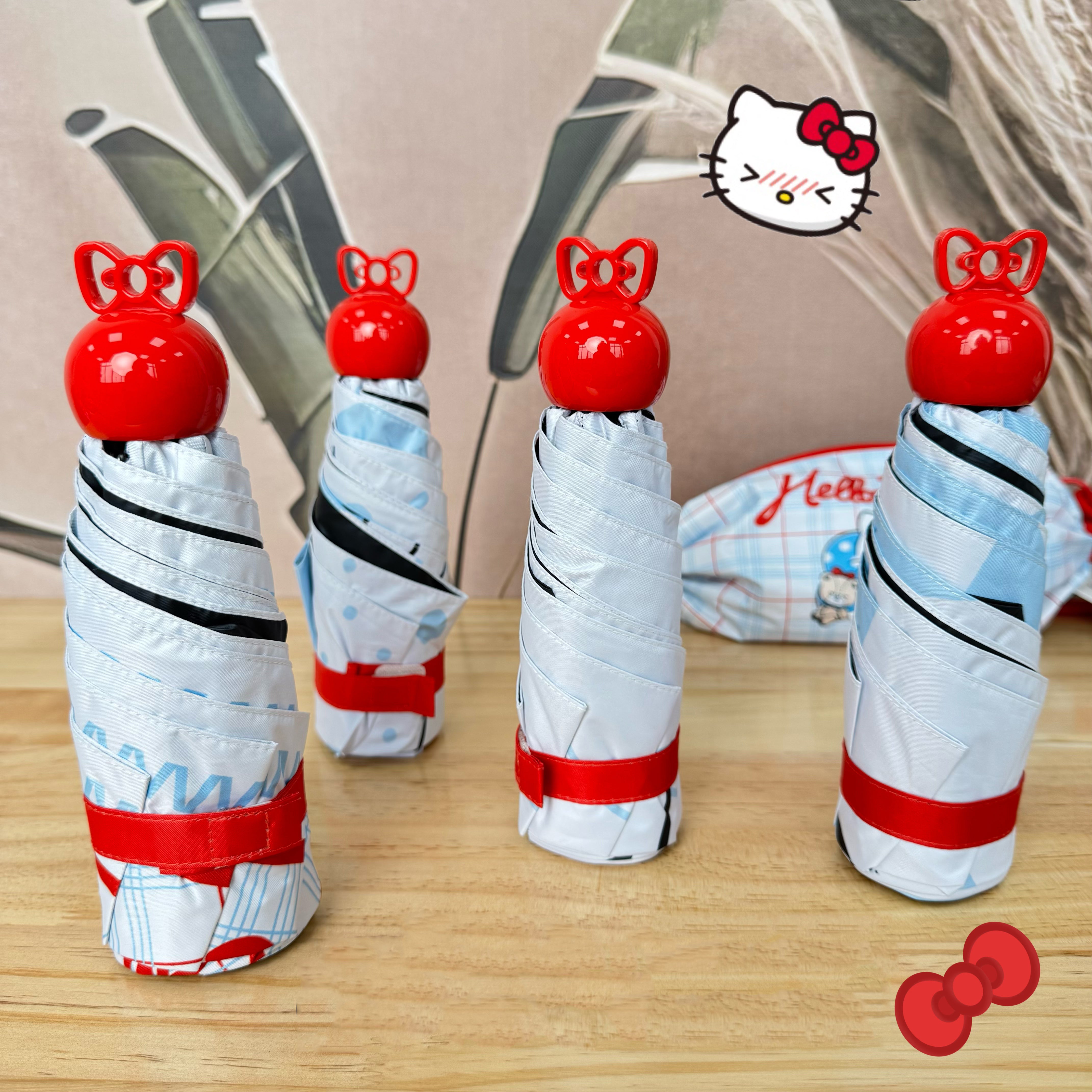 キャンディバッグ付き・五つ折り6本骨 キッズ用晴雨兼用日傘