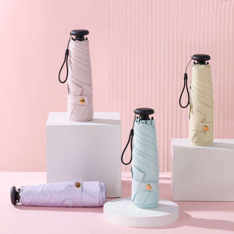 ポケットサイズ 五つ折り6本骨 完全遮光ミニ日傘