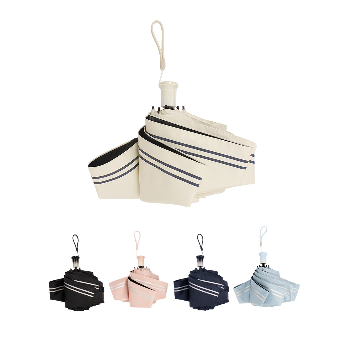 ストライプ柄 5つ折り耐風日傘