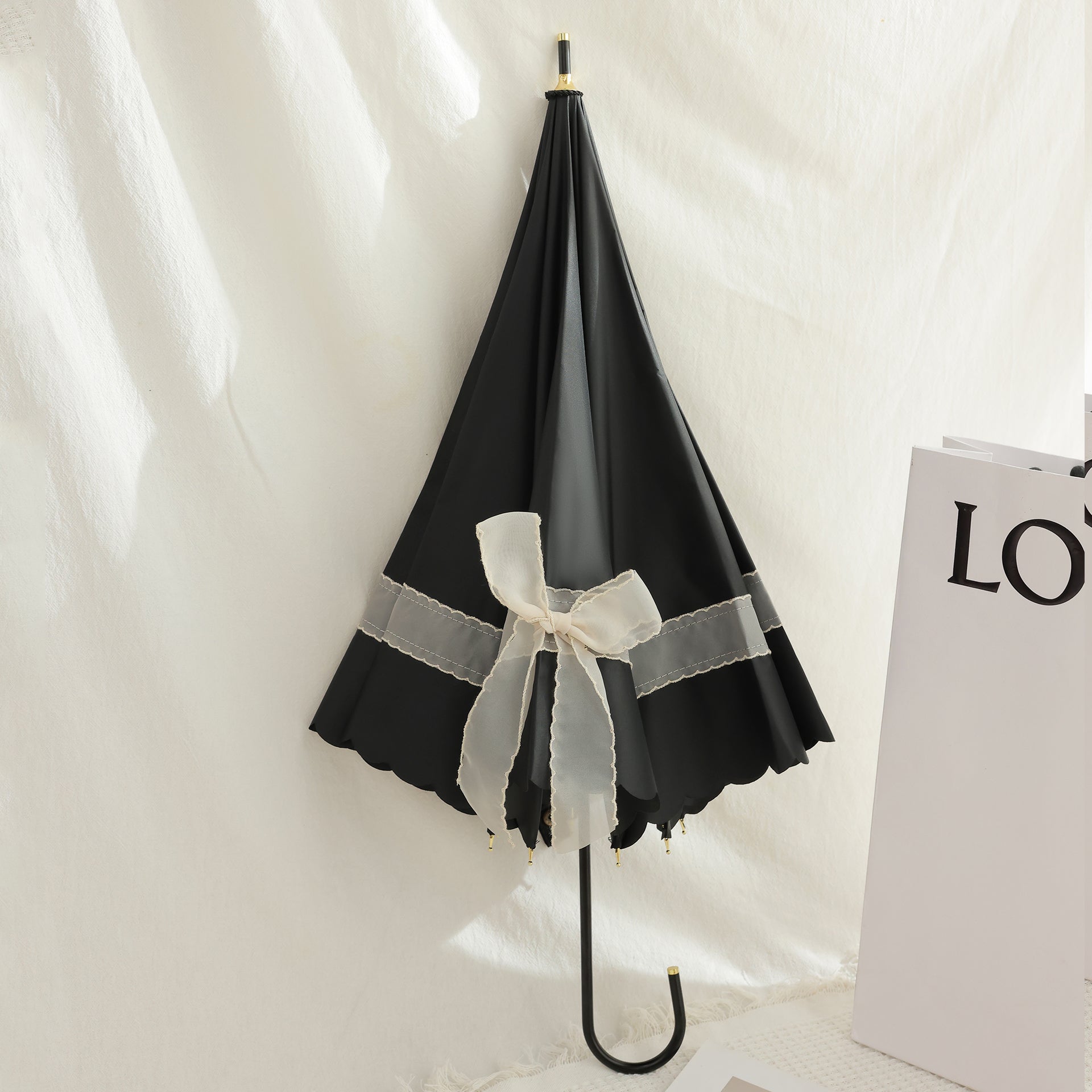 かわいいリボン付き長傘 晴雨 兼用 長 傘