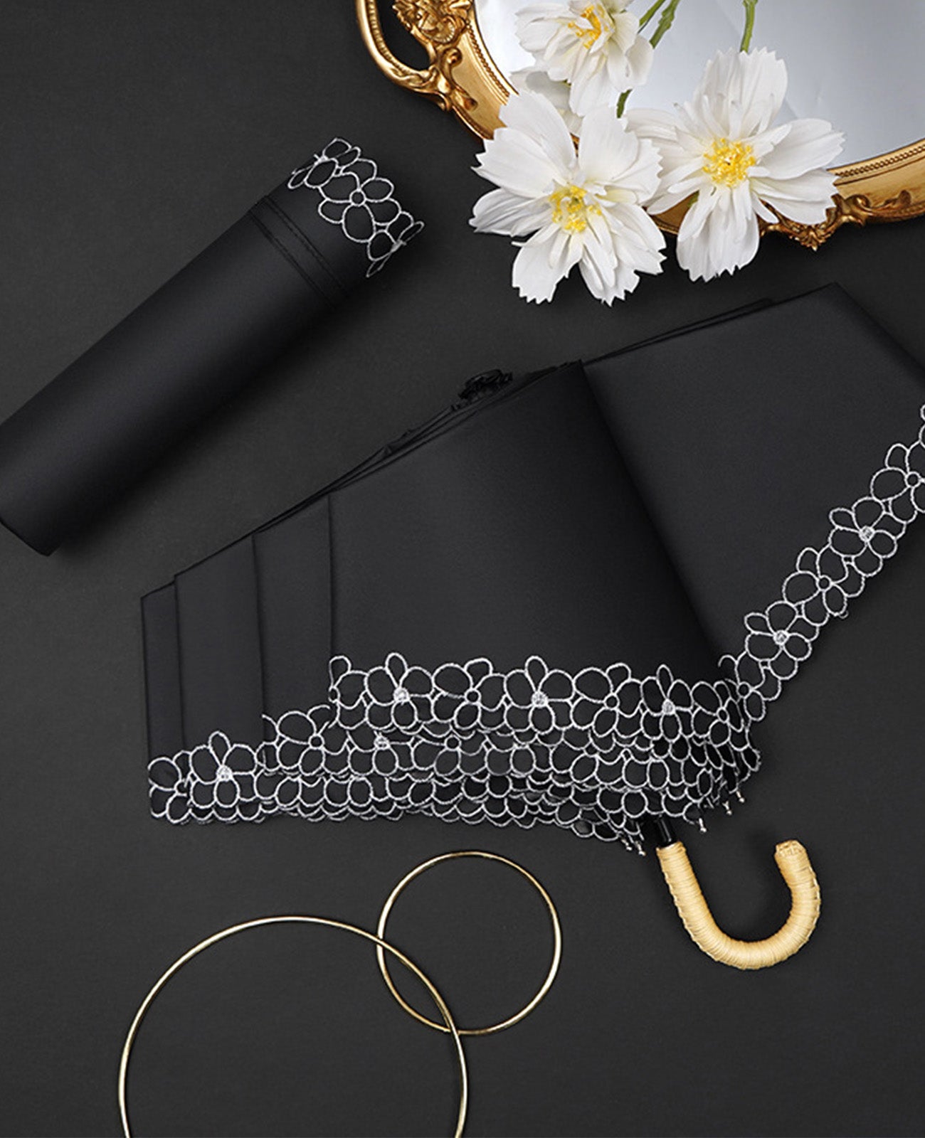 軽い 日傘 折りたたみ 日傘 高級 刺繍入 日傘