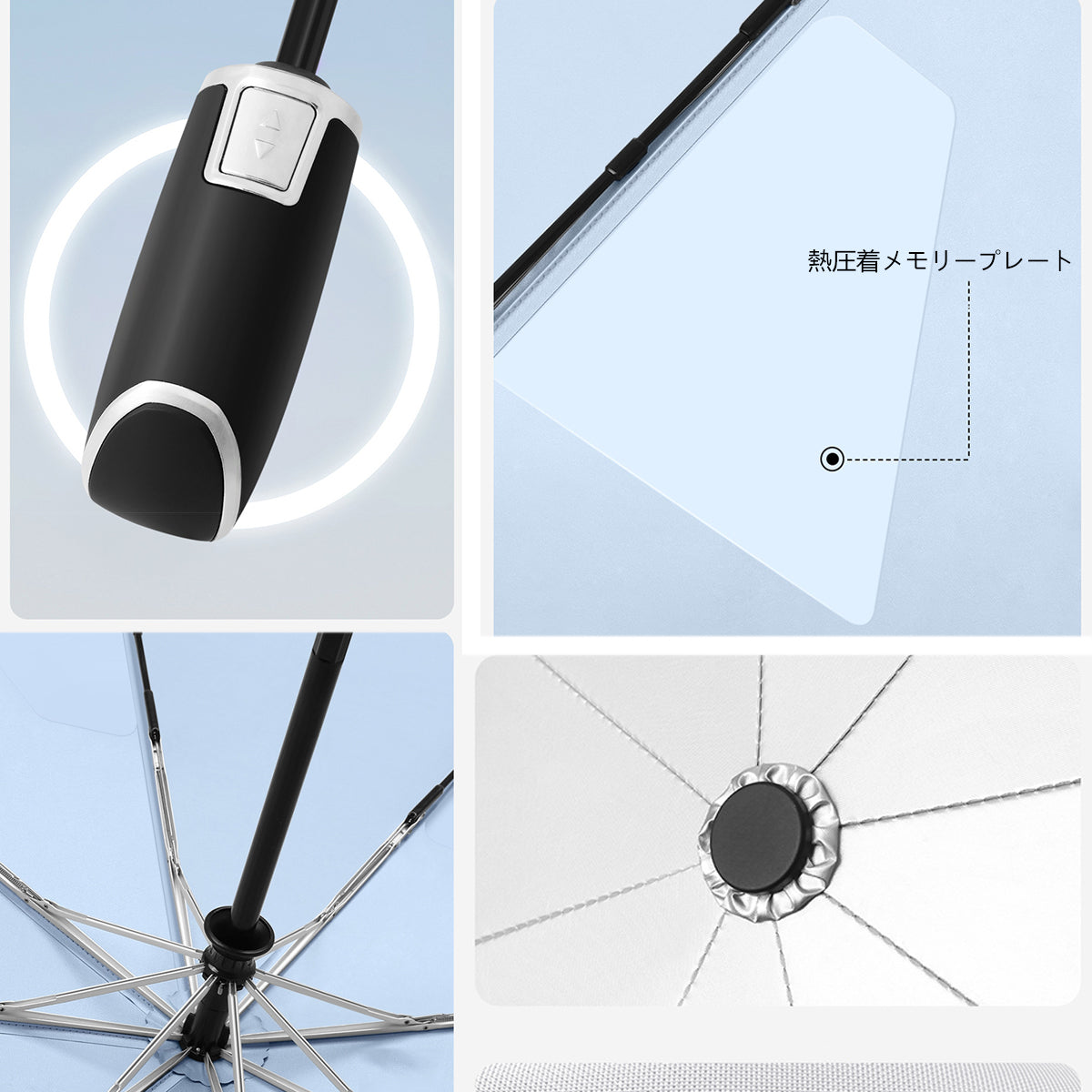 形状記憶ビッグ折りたたみ傘 自動開閉 晴雨兼用大きい 傘