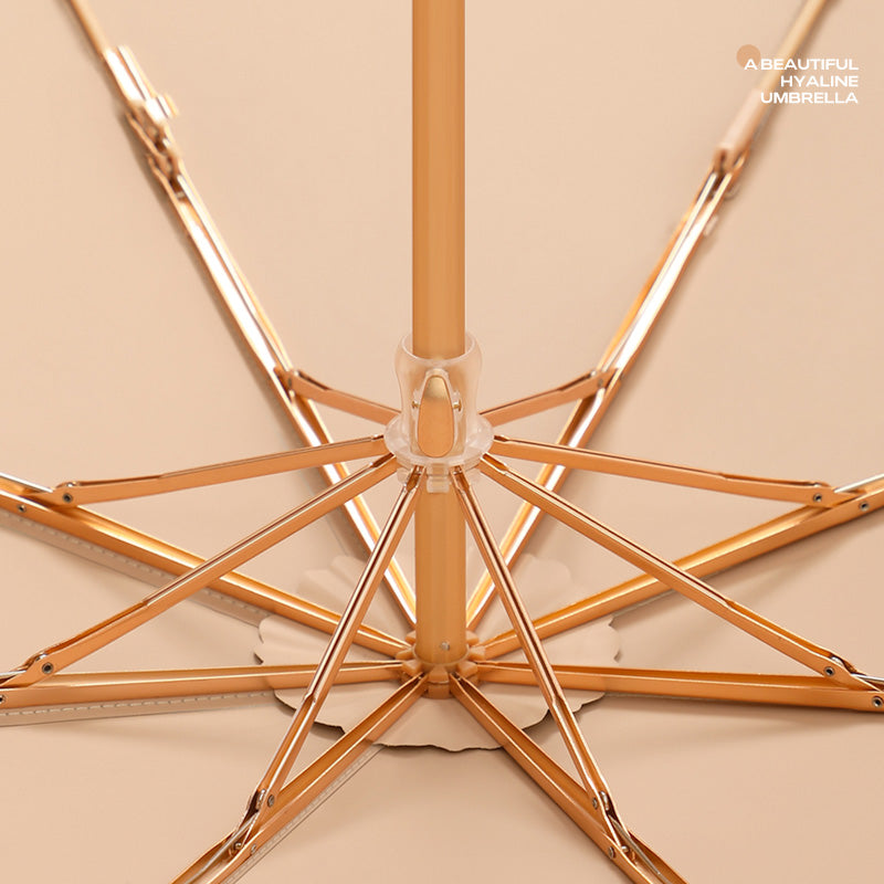 三つ折り8本骨カーブハンドル フリル 日傘・収納ケース付き