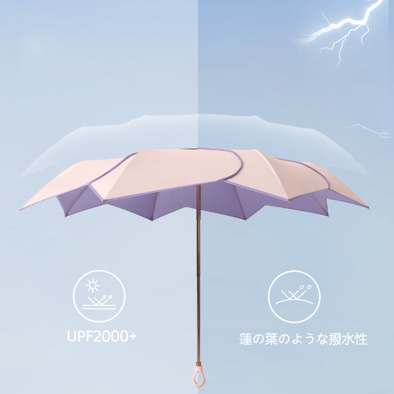 花びらフォルム 完全遮光 晴雨兼用折りたたみ日傘