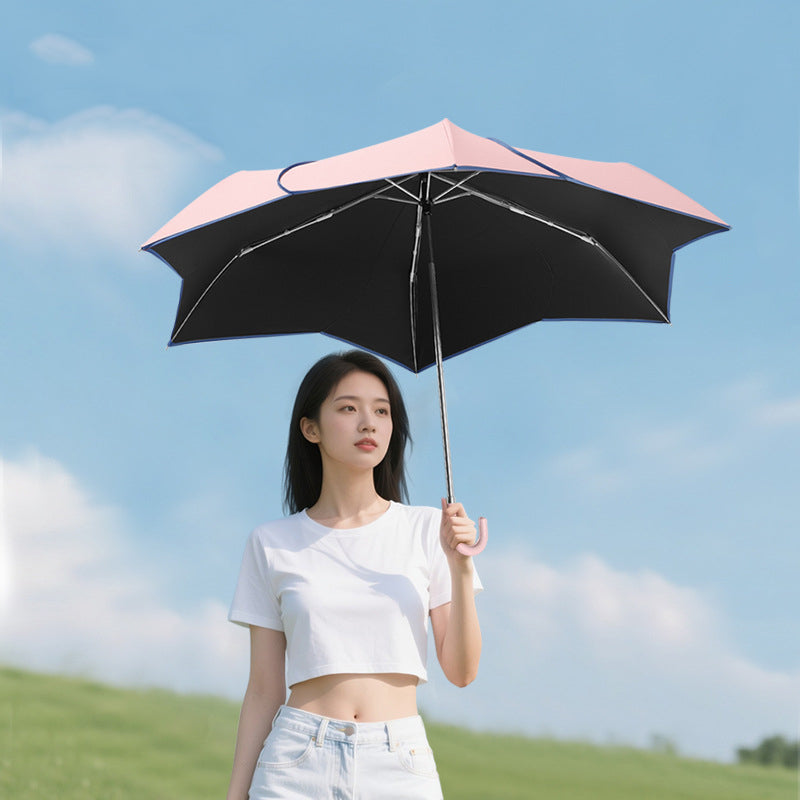 花びらフォルム 完全遮光 晴雨兼用折りたたみ日傘