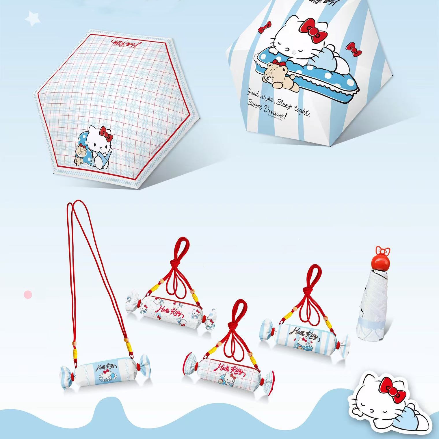 キャンディバッグ付き・五つ折り6本骨 キッズ用晴雨兼用日傘