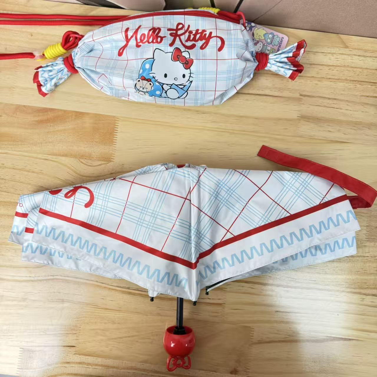 キャンディバッグ付き・五つ折り6本骨 キッズ用晴雨兼用日傘