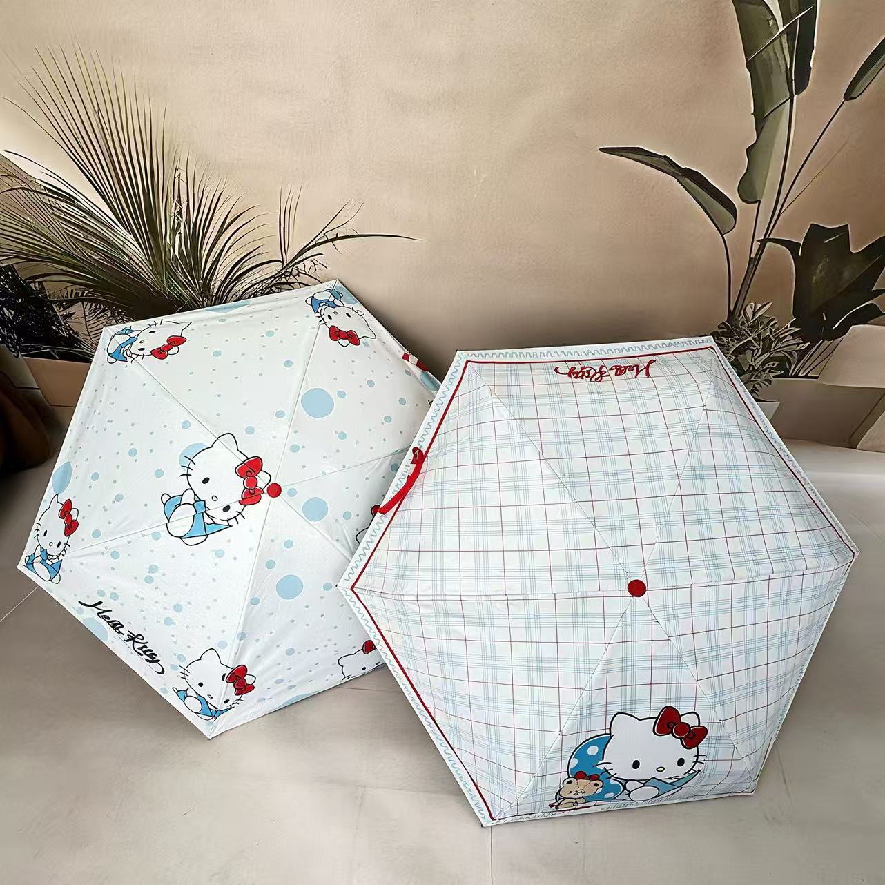 キャンディバッグ付き・五つ折り6本骨 キッズ用晴雨兼用日傘