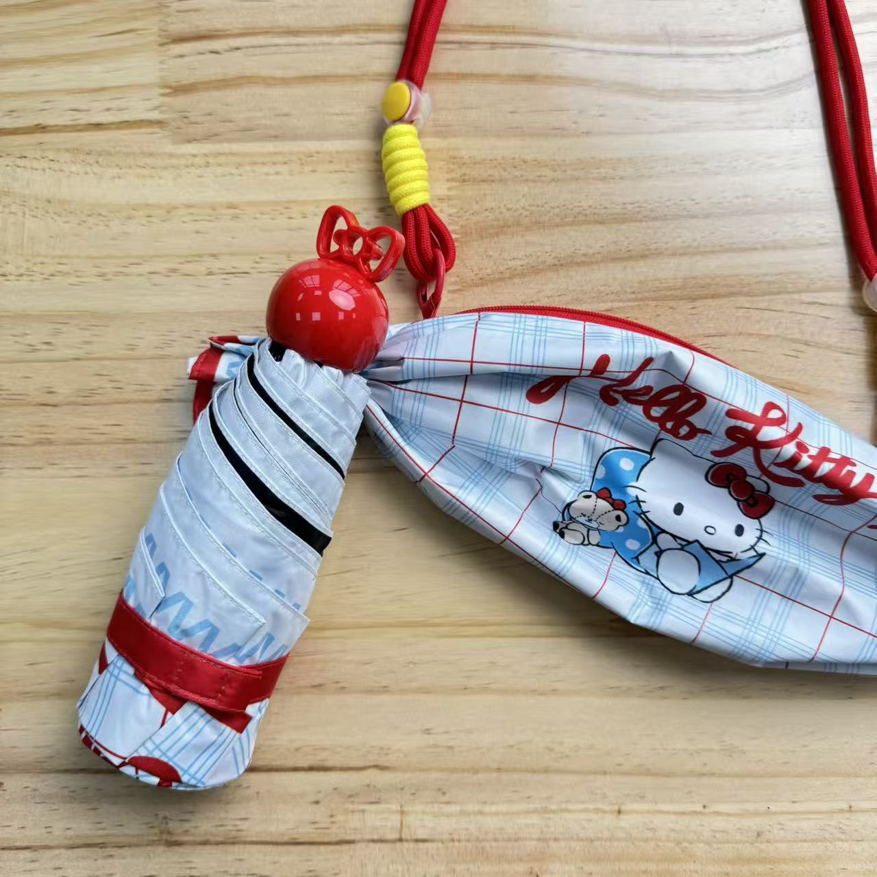 キャンディバッグ付き・五つ折り6本骨 キッズ用晴雨兼用日傘