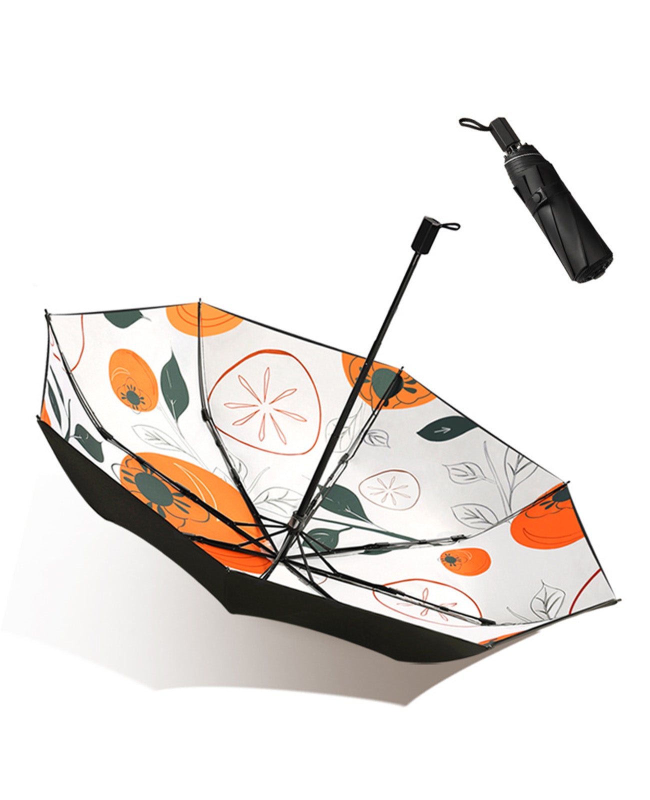 折りたたみ日傘 ホワイト/ブラック 傘・折りたたみ傘・日傘の販売 ショートワイド傘 遮熱&完全遮光