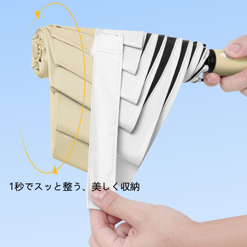 形状記憶・超軽量 三つ折り日傘｜6本骨・自動開閉・逆戻り防止モデル