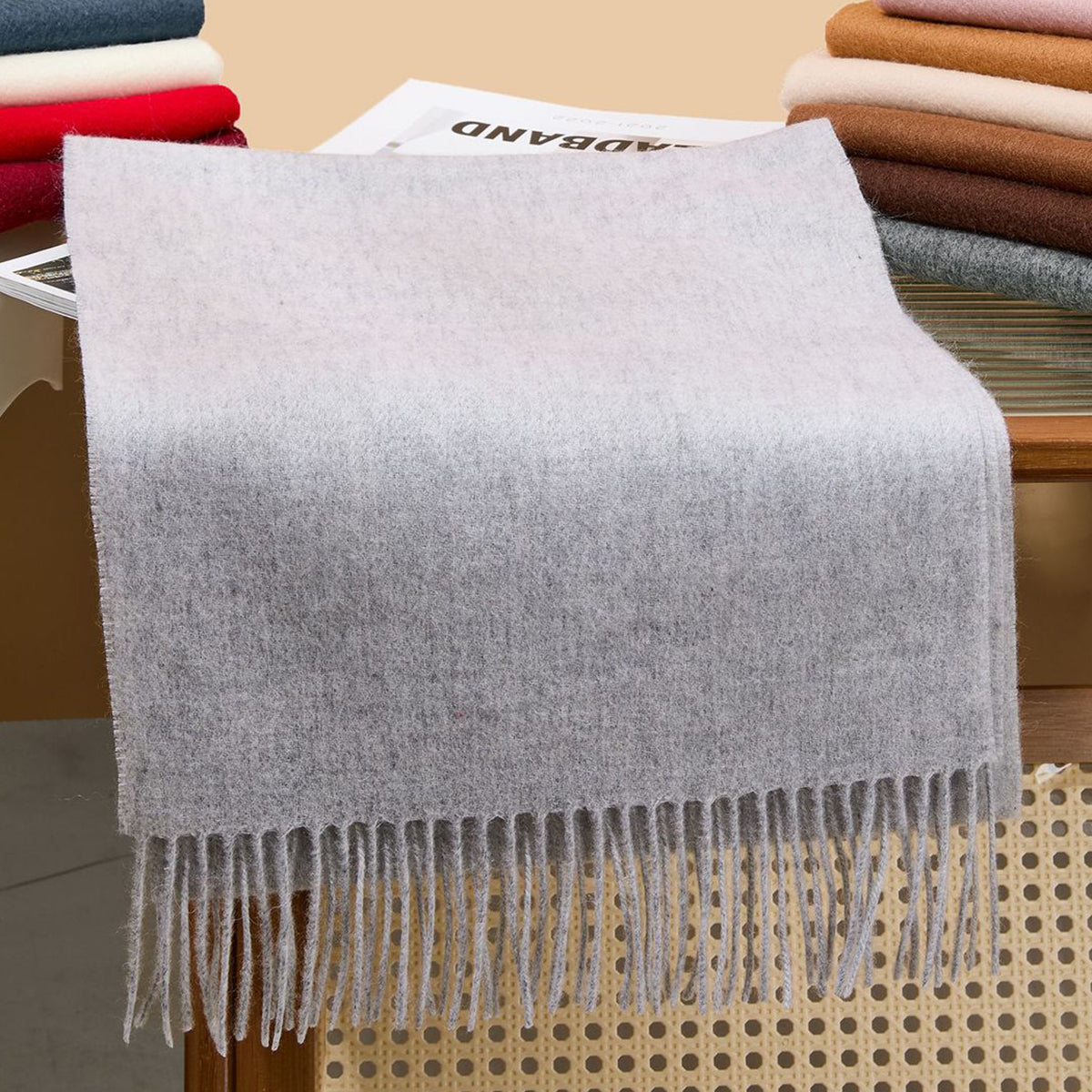 100％ウール 保温スカーフ＆ネックウォーマー