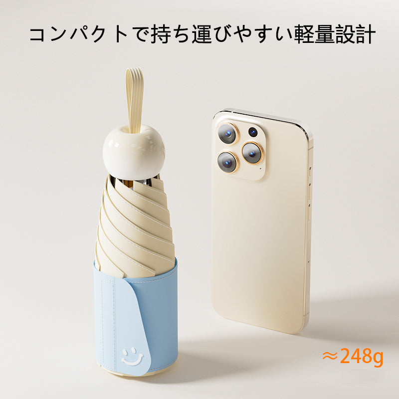 5折6骨 丸型ハンドル折りたたみ日傘｜グラデーション持ち手