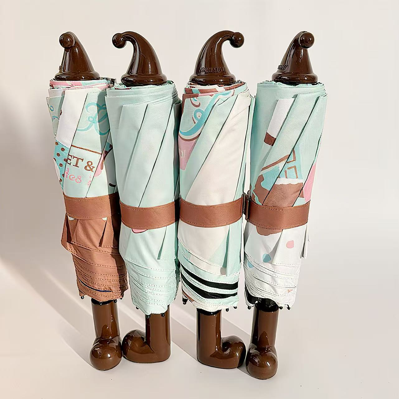 ブーツ型ハンドル・キティ風デザイン  キッズ用晴雨兼用日傘