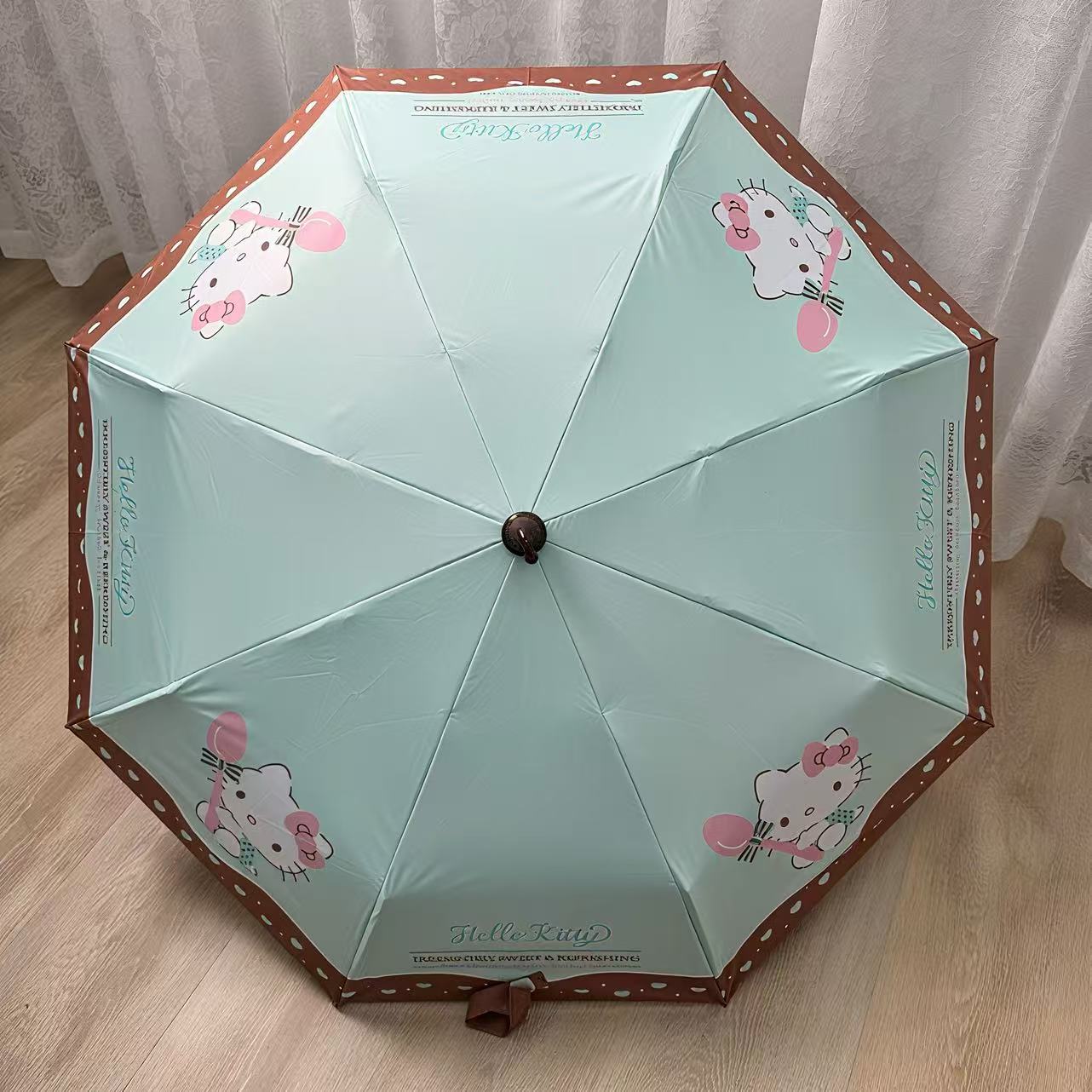 ブーツ型ハンドル・キティ風デザイン  キッズ用晴雨兼用日傘