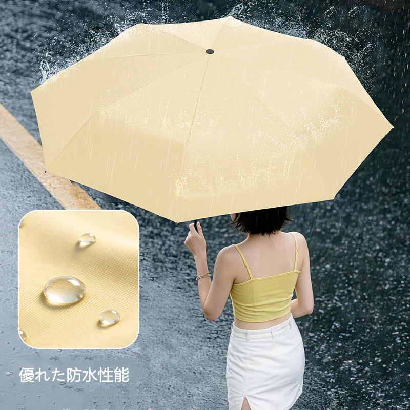 リング付き三つ折り自動開閉日傘｜8本骨・晴雨兼用メンズ傘