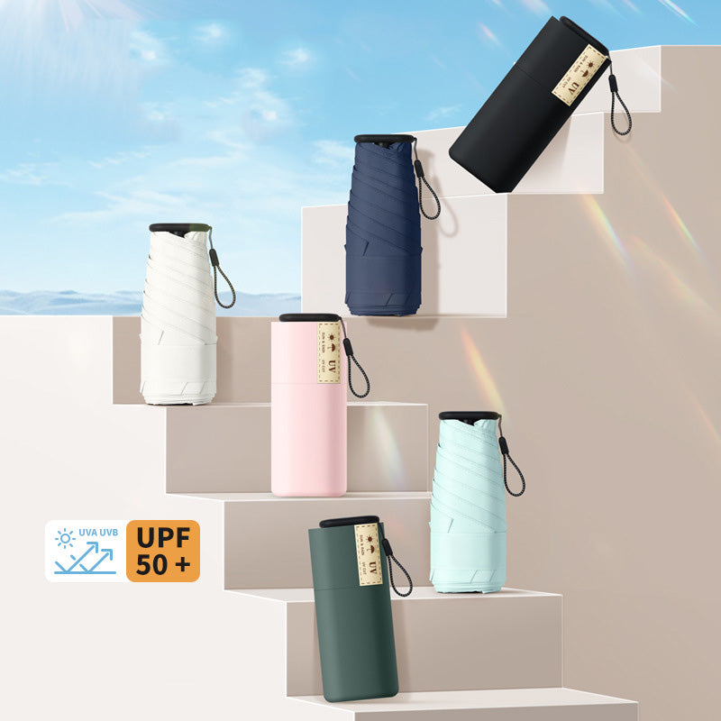 超軽量154g・五つ折り6本骨 コンパクト完全遮光 晴雨兼用日傘