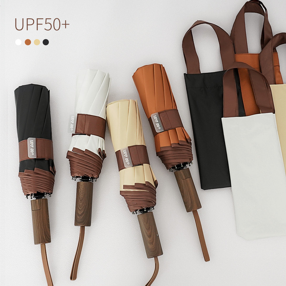天然木ハンドル・自動開閉 メンズビジネス傘 完全遮光 晴雨兼用