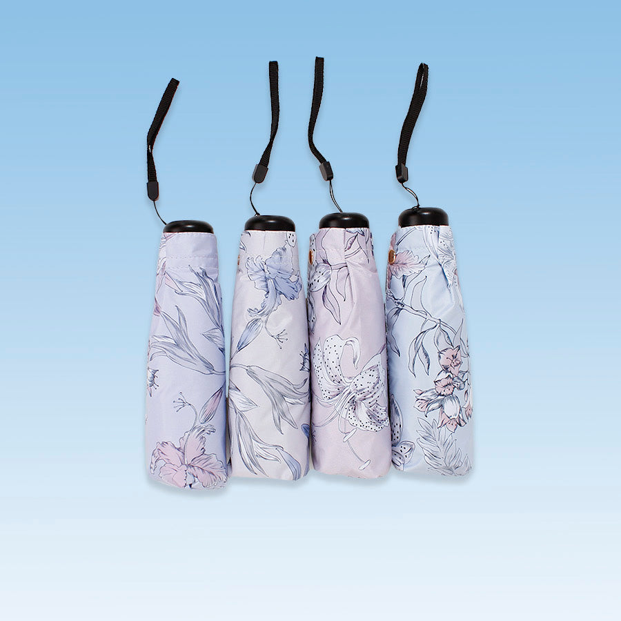 花柄デザイン 6本骨五つ折り晴雨兼用傘