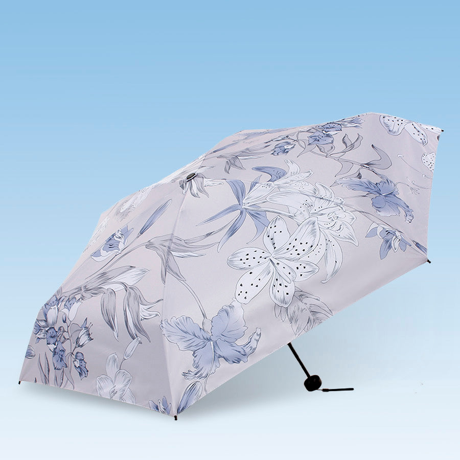 花柄デザイン 6本骨五つ折り晴雨兼用傘