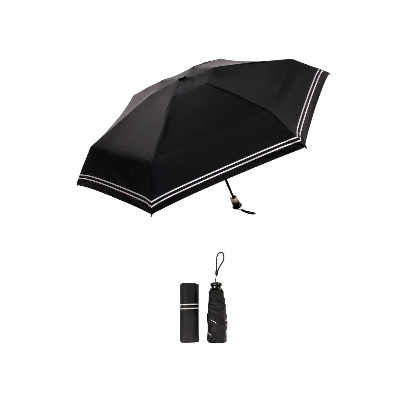 ストライプ柄 5つ折り耐風日傘