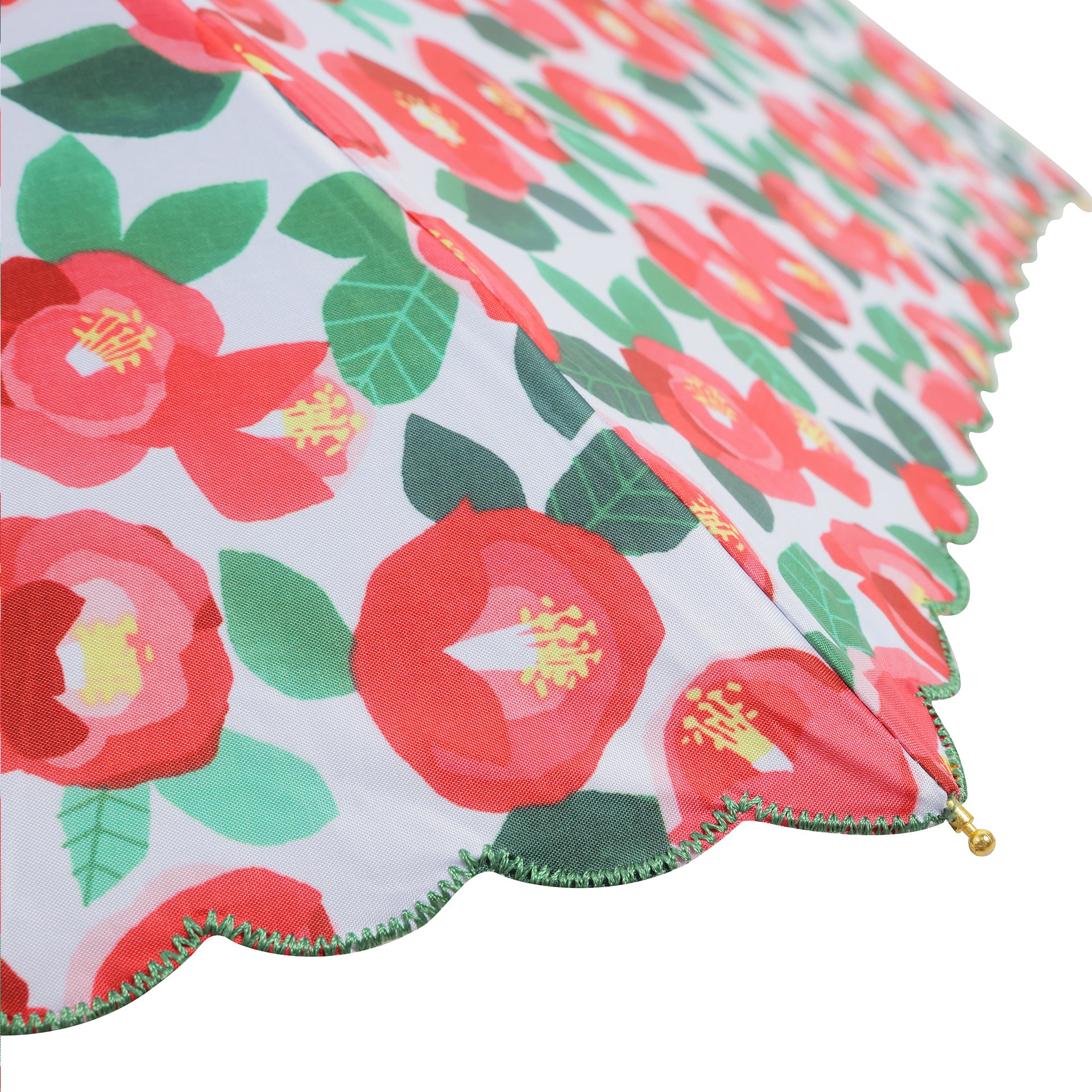 日傘 折りたたみ 刺繍 花柄の曲がりハンドル三つ折り日傘 | Kumokasa
