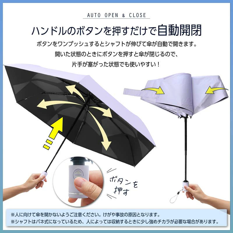 形状記憶自動開閉折りたたみ日傘 晴雨兼用傘男女兼用