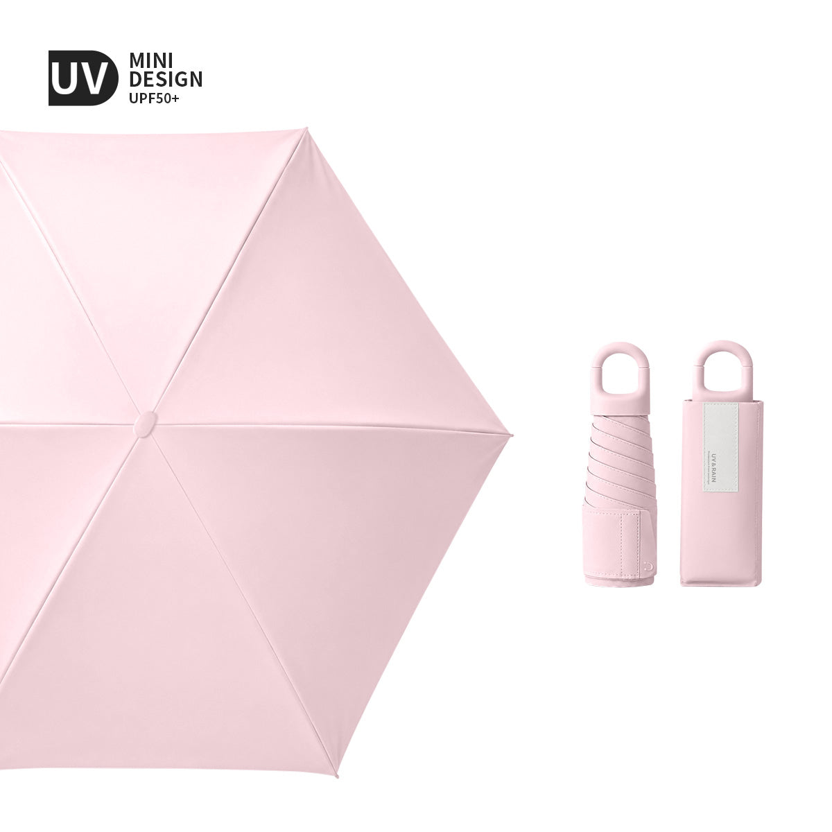 リング付き五つ折りカプセル日傘｜UPF50+晴雨兼用