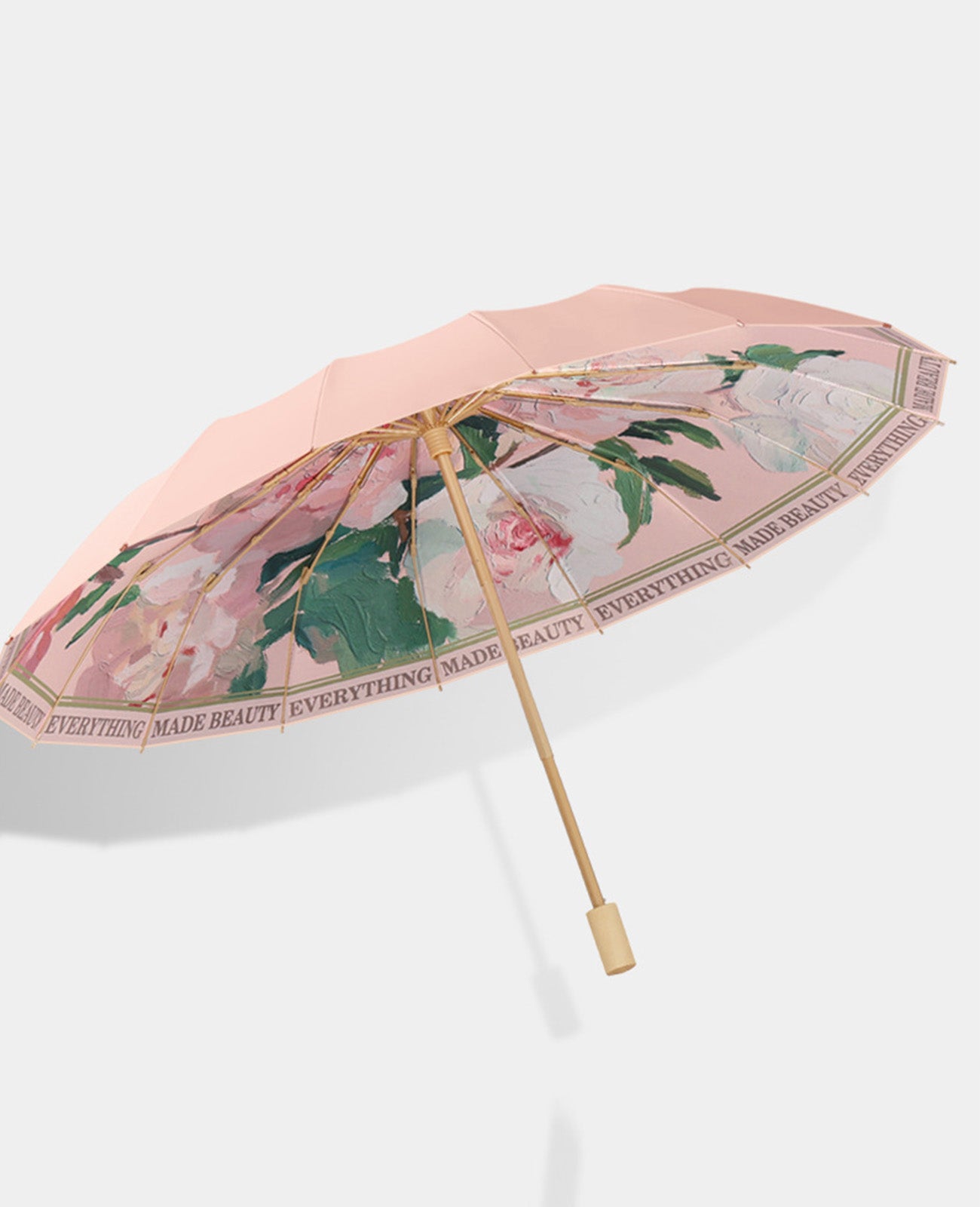 天然木製ハンドル 完全 遮光 折りたたみ 日傘 | Kumokasa