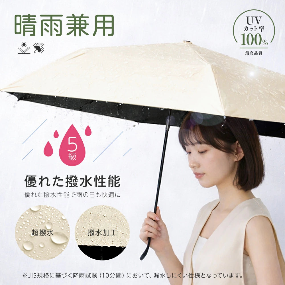 シンプル 日傘 折りたたみ 完全 遮光 晴雨 兼用